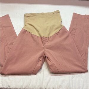 Motherhood Maternity Full Panel Pink Ankle Cropped Pants XL